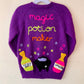 "Magic Potion Maker" Handmade Sparkle Knit Cardigan Size Approx 4-6 Years