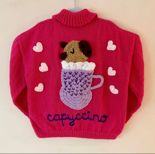 "Capyccino” Handmade Cardigan Size Approx 5-7 Years
