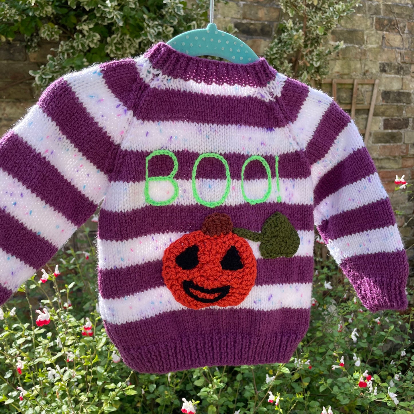 "BOO!” Handmade Striped Cardigan Size Approx 0-6 Months