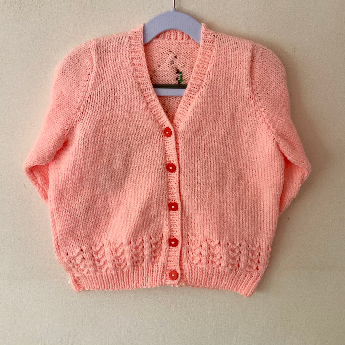 “Be Cute Eat Fruit” Handmade Cardigan Size Approx 3-5 Years