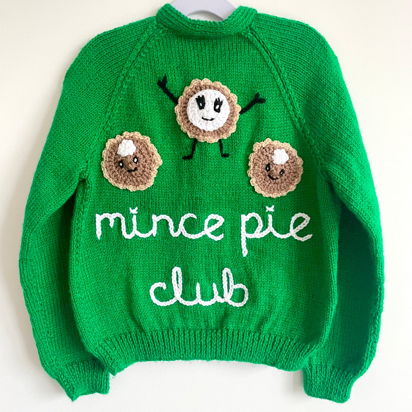 "Mince Pie Club” Handmade Cardigan Size Approx 5-7 Years
