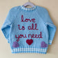 "Love Is All You Need” Handmade Cardigan Size Approx 3-4 Years