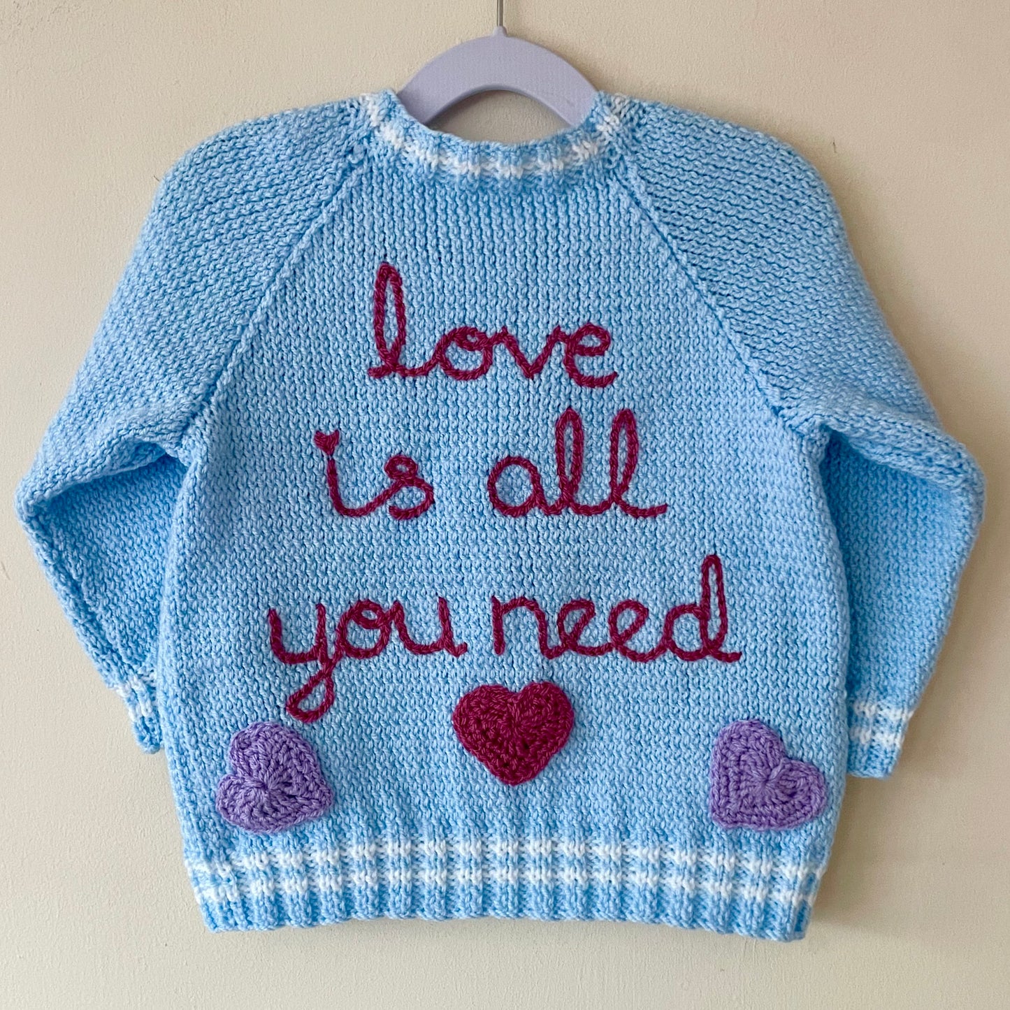 "Love Is All You Need” Handmade Cardigan Size Approx 3-4 Years