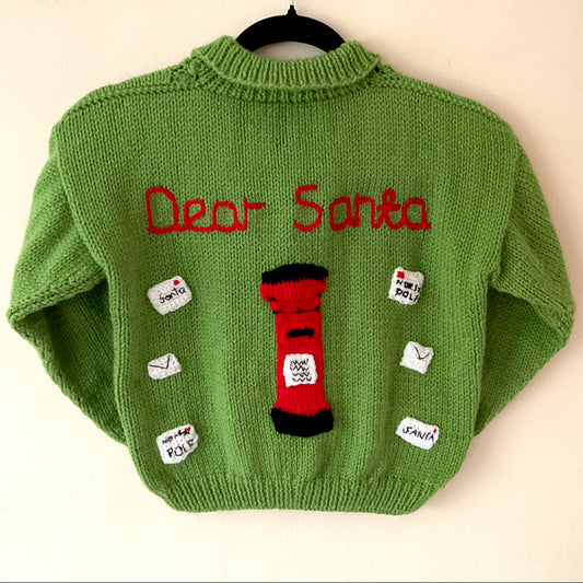 "Dear Santa” Handmade Cardigan Size Approx 5-7 Years