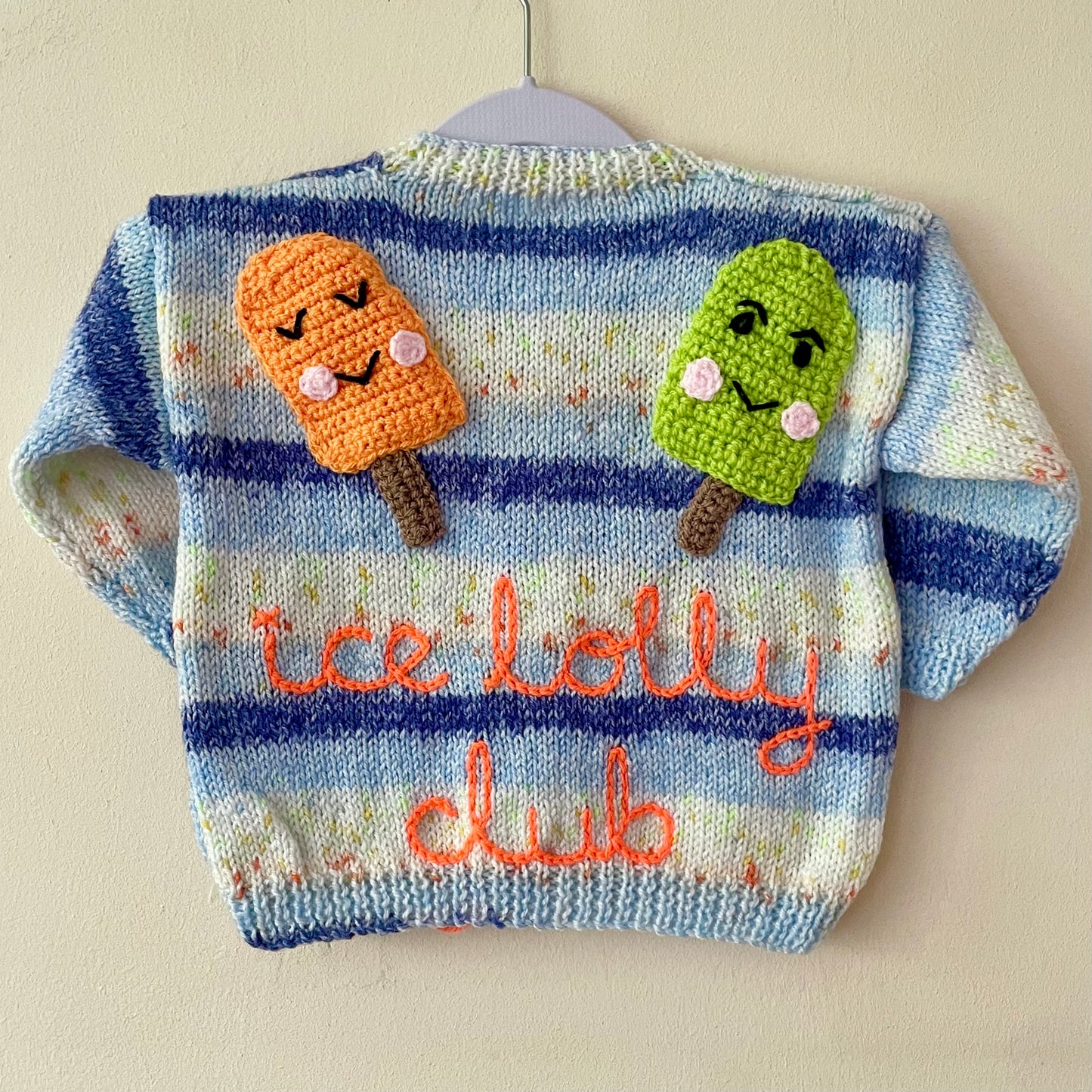 "Ice Lolly Club” Handmade Cardigan Size Approx 1-2 Years