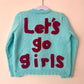 "Let's Go Girls” Handmade Cardigan Size Approx 3-5 Years