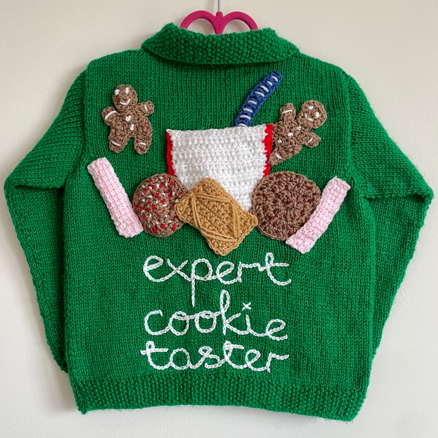 "Expert Cookie Taster" Handmade Cardigan Size Approx 2.5-3.5 Years