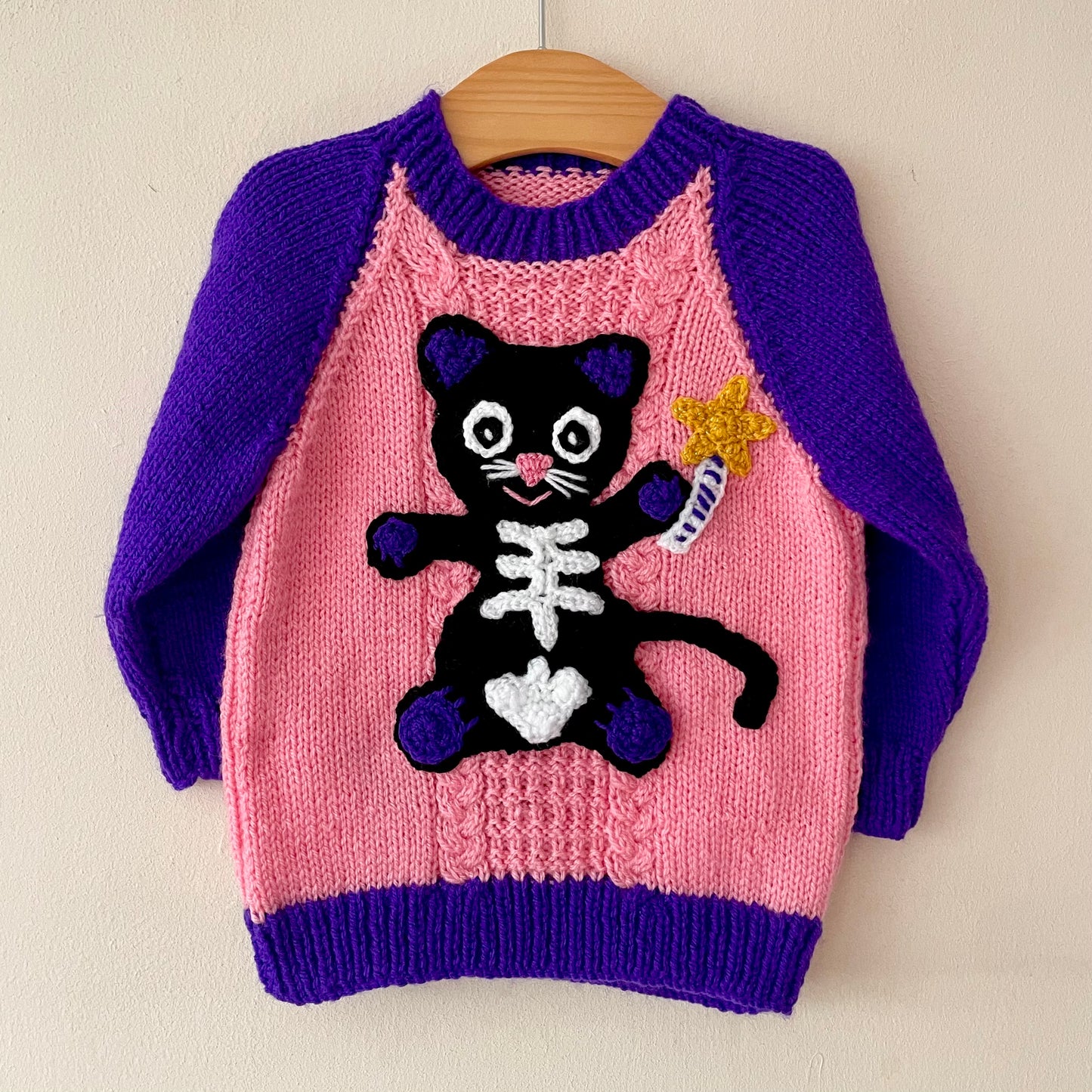 "Skeleton Cat" Handmade Jumper Size Approx 1.5-2.5 Years