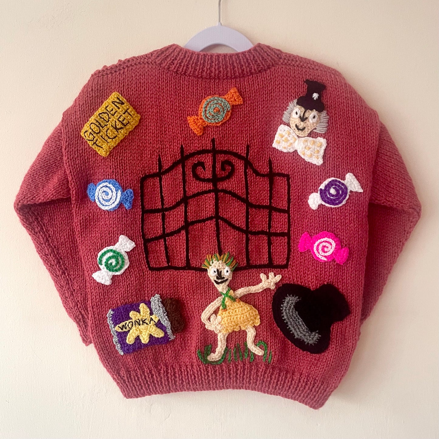 "Charlie and the Chocolate Factory" Handmade Cardigan Size Approx 6-8 Years