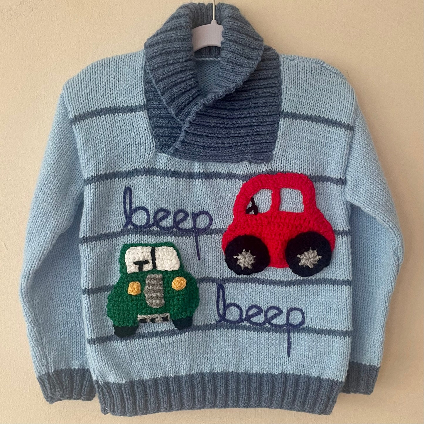 "Beep Beep" Handmade Jumper Size Approx 3-4 Years