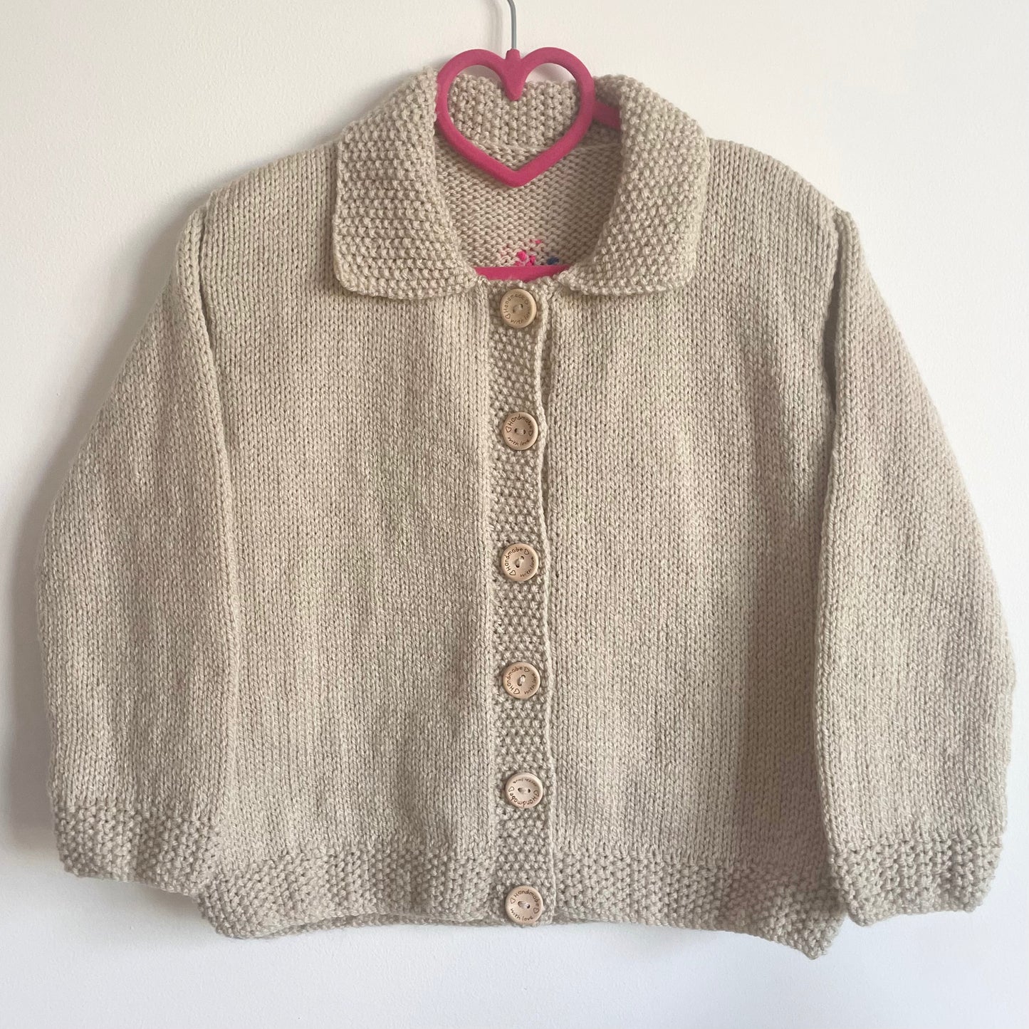 "Merry Christmas" Handmade Car Cardigan Size Approx 5-7 Years