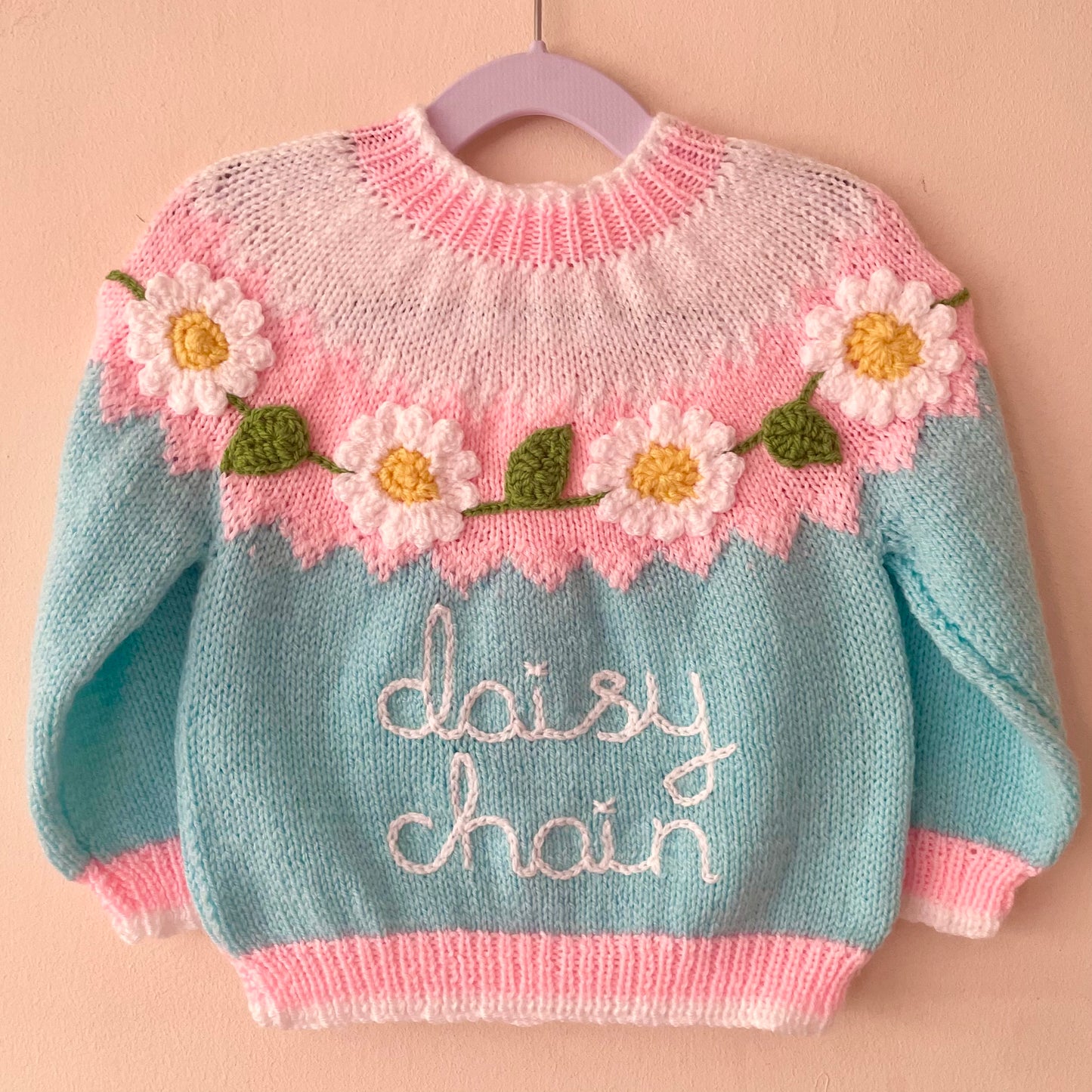 "Daisy Chain” Handmade Cardigan Size Approx 2-3 Years
