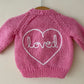 "Loved" Handmade Cardigan Size Newborn