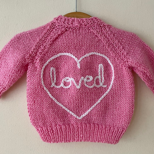 "Loved" Handmade Cardigan Size Newborn
