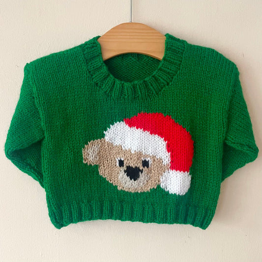 Christmas Bear Handmade Jumper Size Approx 3-6 Months