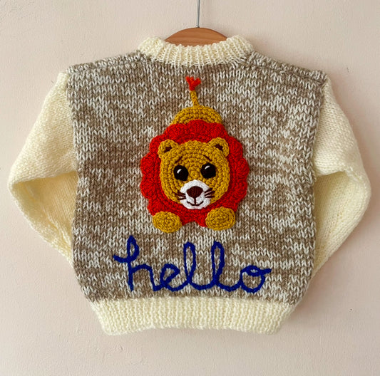 "Hello" Handmade Jumper Size Approx 6-18 Months