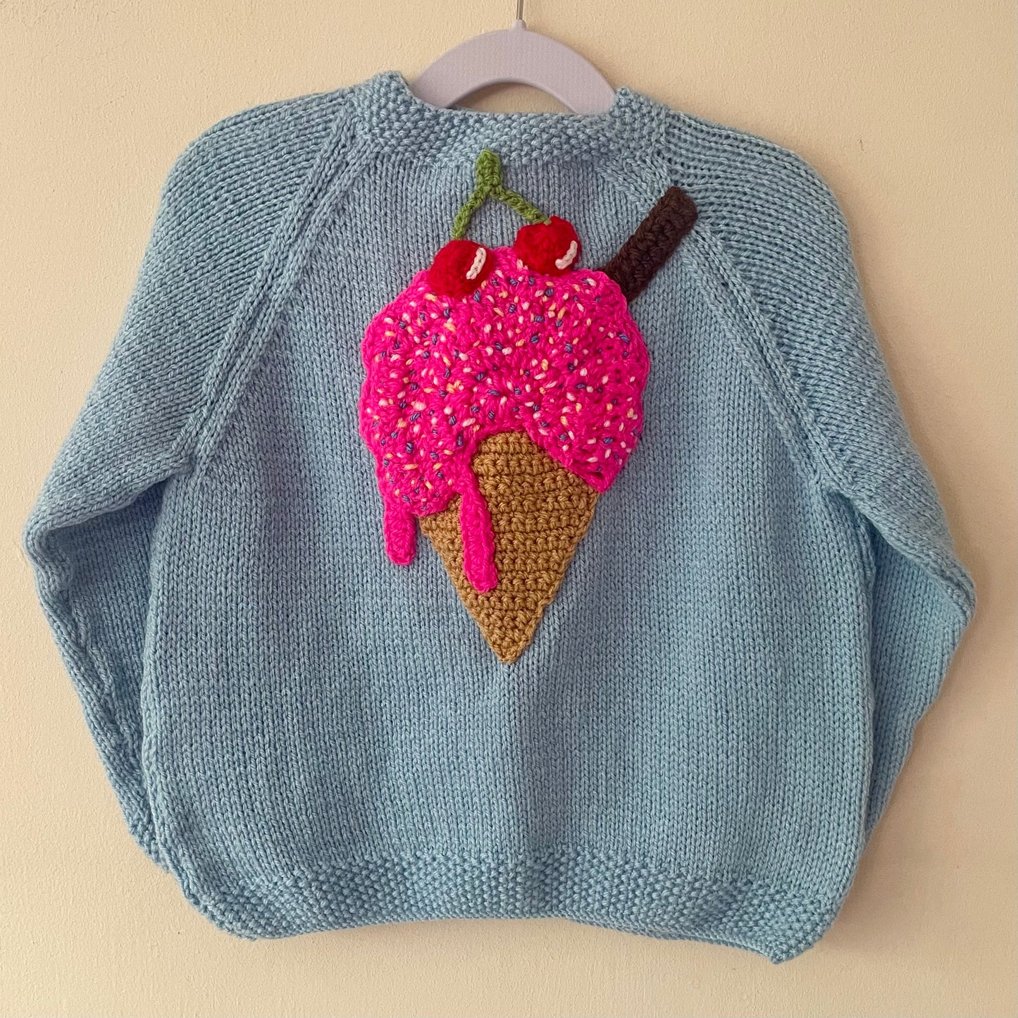 "Ice Cream Club" Handmade Cardigan Size Approx 3-5 Years