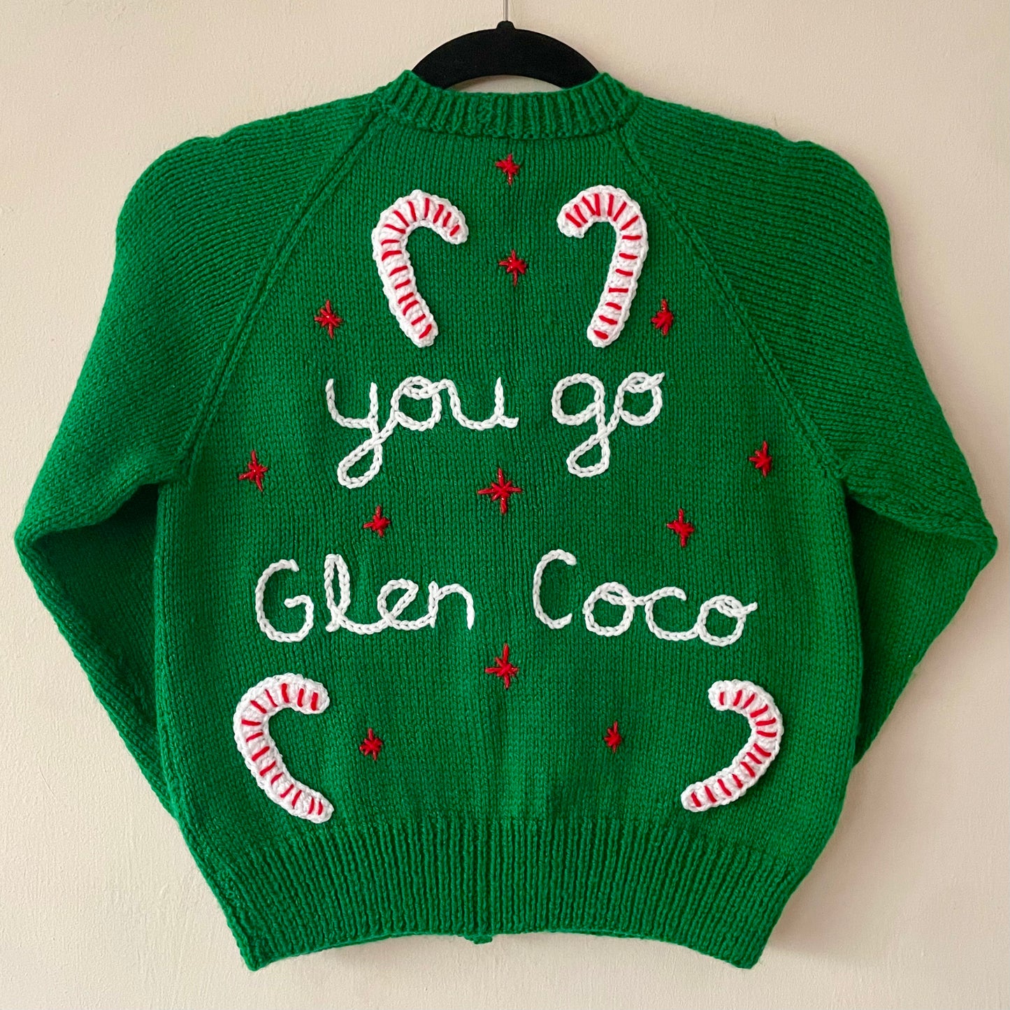 "You Go Glen Coco" Handmade Cardigan Size Approx 6-8 Years