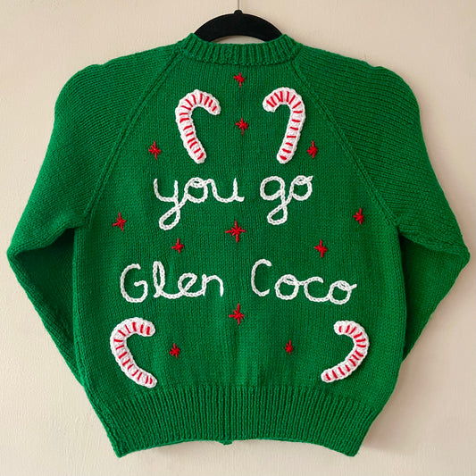"You Go Glen Coco" Handmade Cardigan Size Approx 6-8 Years