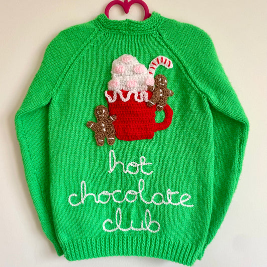 "Hot Chocolate Club" Handmade Cardigan Size Approx 3-4 Years