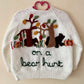 "On A Bear Hunt" Autumn Handmade Cardigan Size Approx 4-5 Years