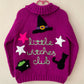 "Little Witches Club” Handmade Cardigan Size Approx 6-8 Years