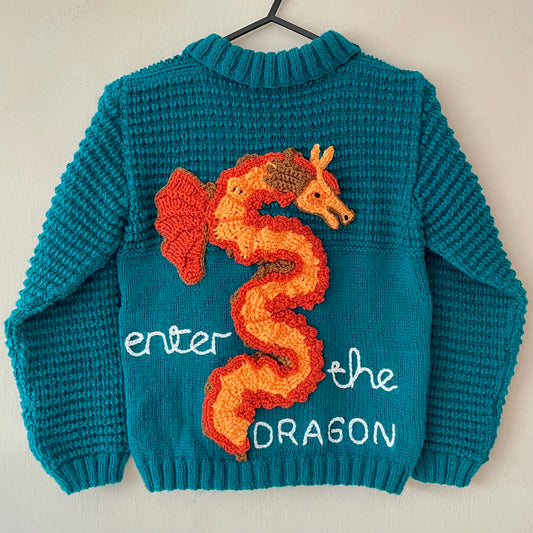 "Enter The Dragon" Handmade Cardigan Size Approx 5-7 Years
