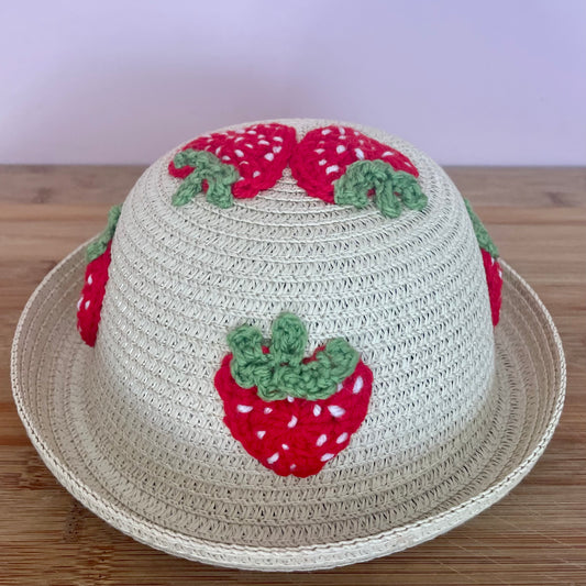 Strawberry Embellished Straw Hat - Age 1-3 Years