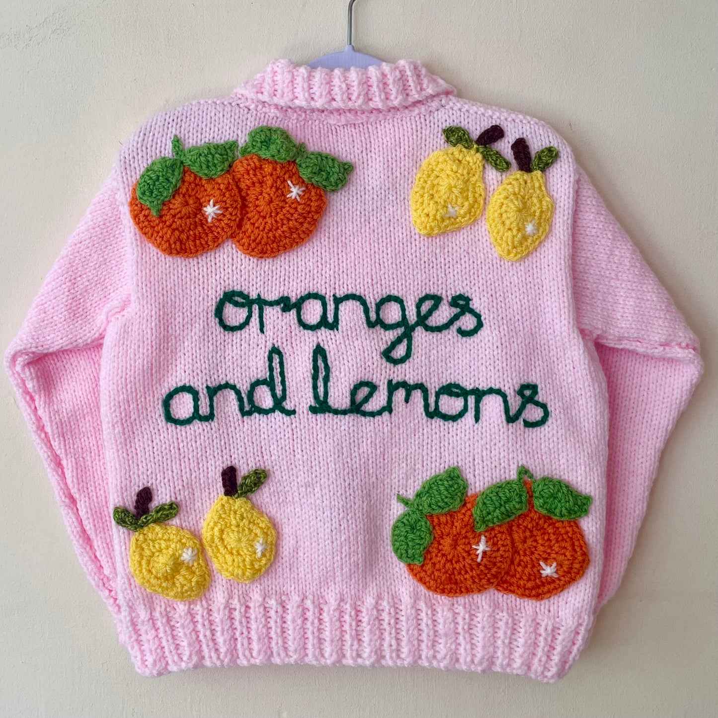 "Oranges & Lemons” Handmade Cardigan Size Approx 4-5 Years