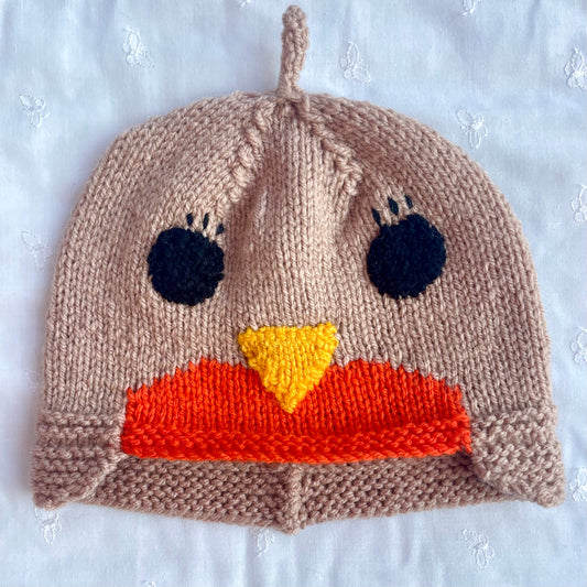 Hand Knitted Robin Hat - Age 6-12 Months
