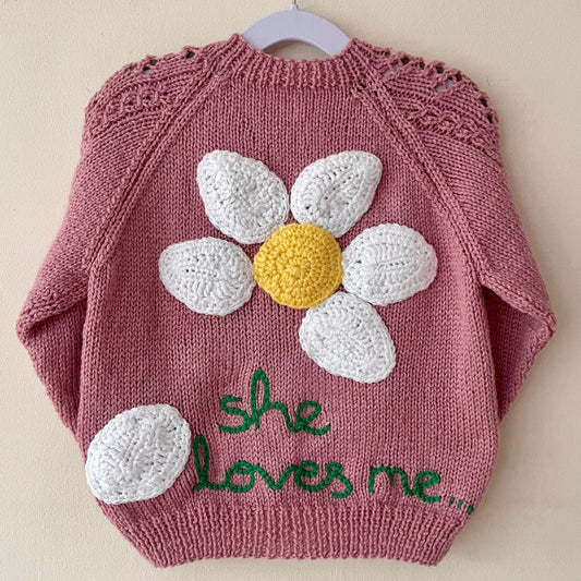 "She Loves Me" Handmade Cardigan Size Approx 3-4 Years
