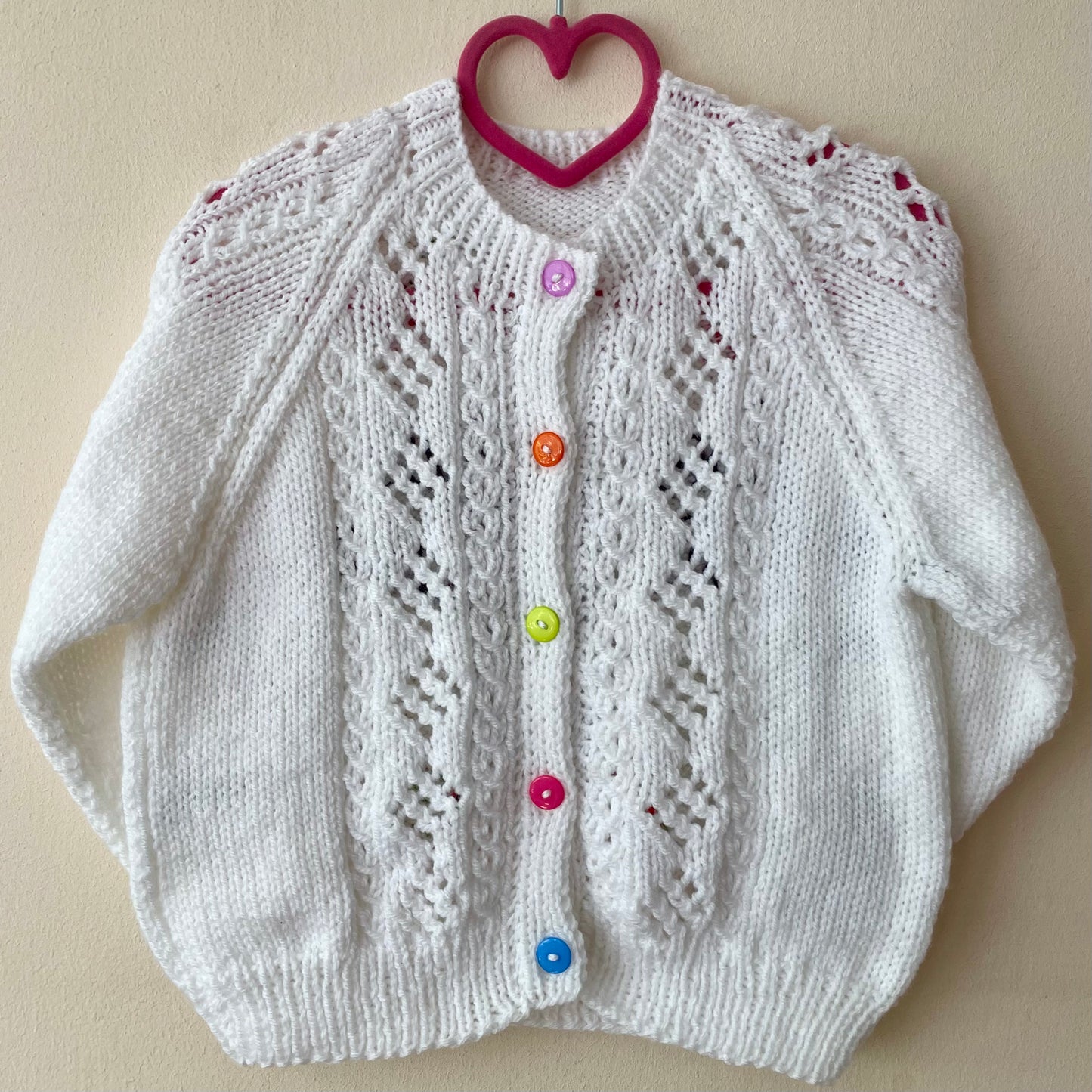 "Be Cute Eat Fruit" Handmade Cardigan Size Approx 3-4 Years
