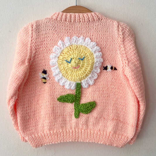 "Daisy and Bees" Handmade Cardigan Size Approx 1-2 Years