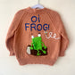 "Oi Frog" Handmade Cardigan Size Approx 3-4 Years