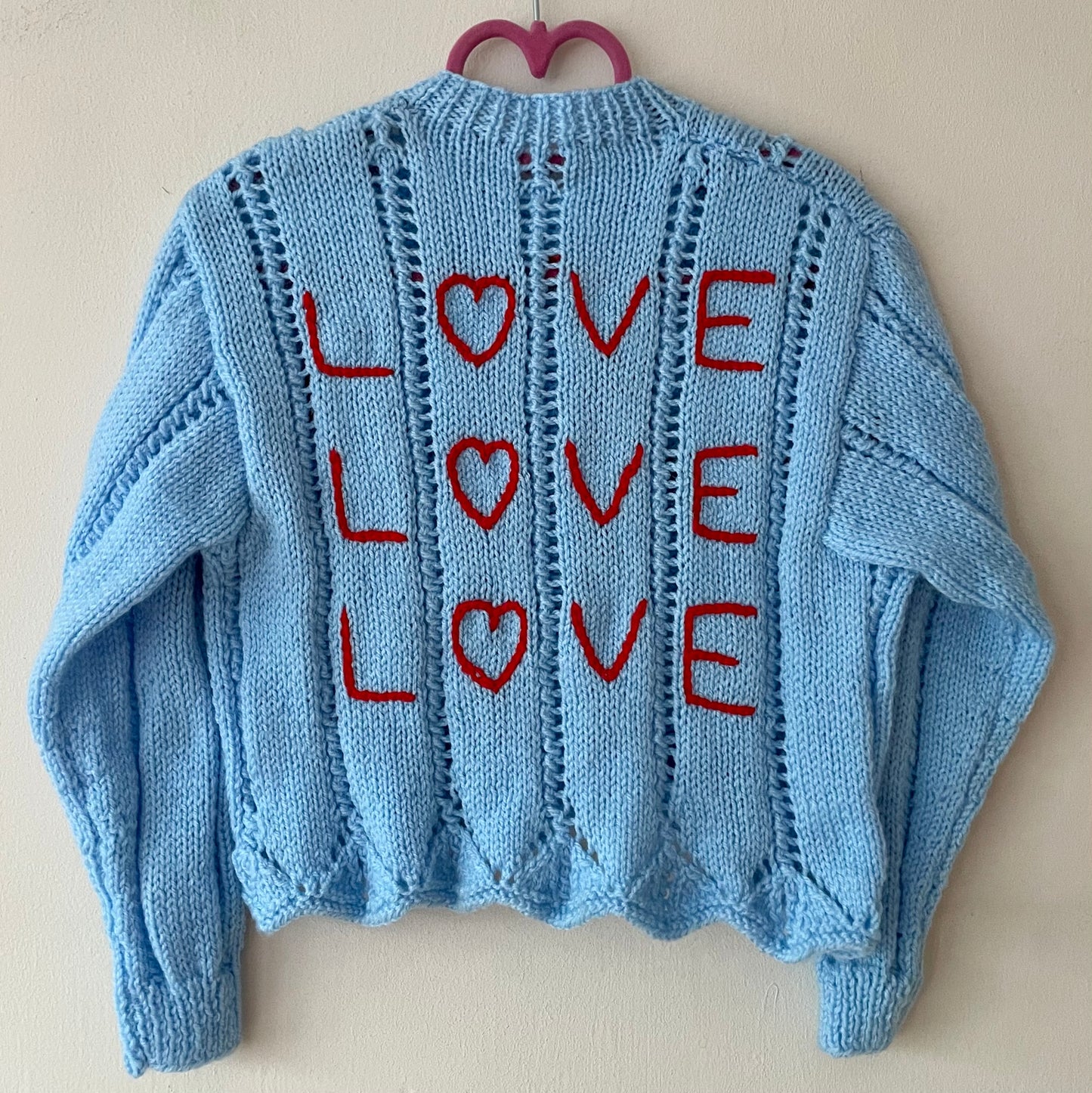 "Love Love Love" Handmade Cardigan Size Approx 3-5 Years