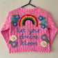 "Let Your Dreams Bloom” Handmade Cardigan Size Approx 3-5 Years