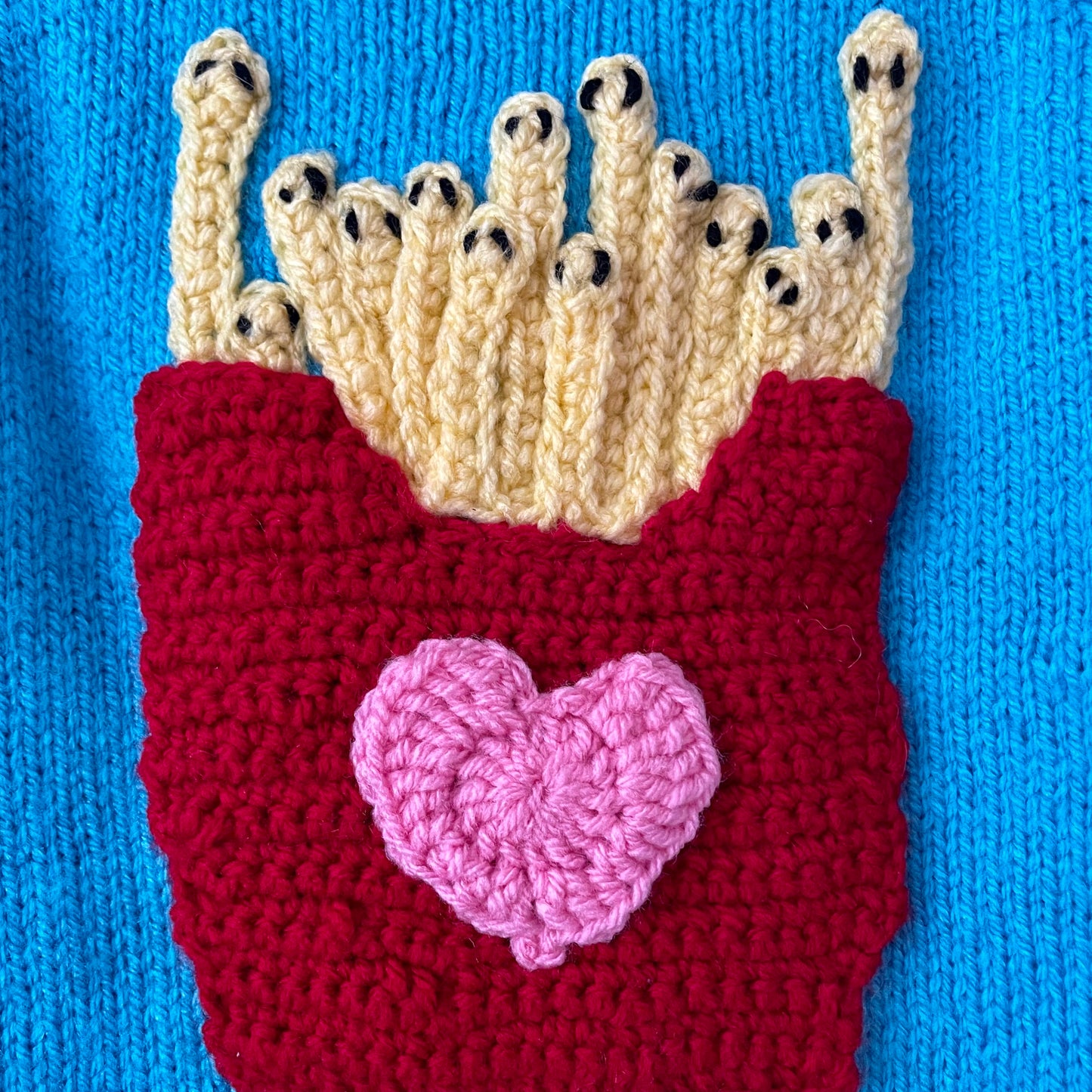 "Fries Before Guys" Autumn Handmade Cardigan Size Approx 5-6 Years