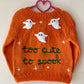 "Too Cute To Spook” Handmade Cardigan Size Approx 3-4 Years