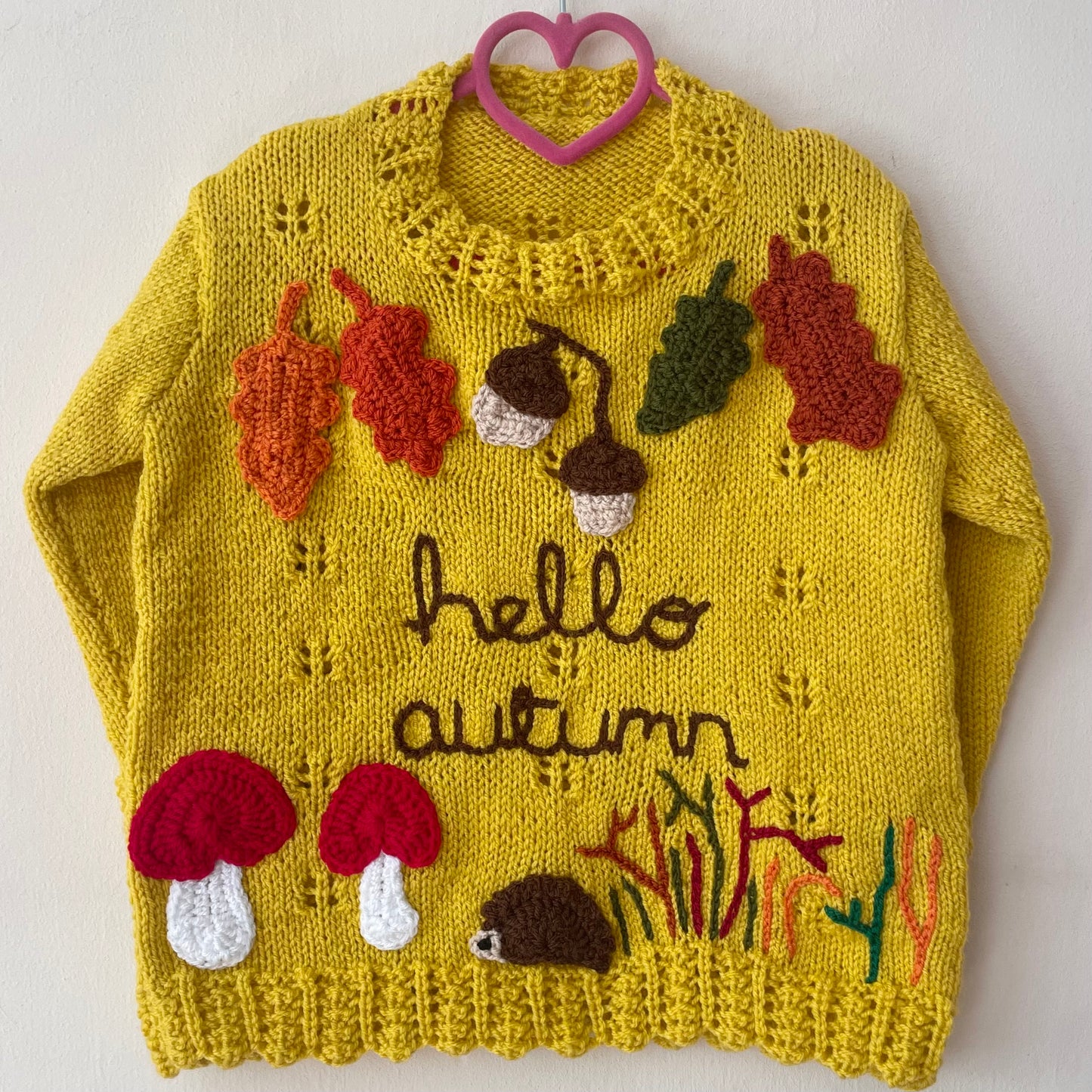 "Hello Autumn" Handmade Jumper Size Approx 6-8 Years