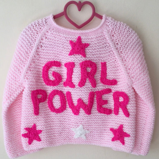 "Girl Power” Handmade Cardigan Size Approx 2-3 Years