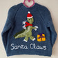 "Santa Claws" Handmade Dinosaur Jumper Size Approx 3-4 Years