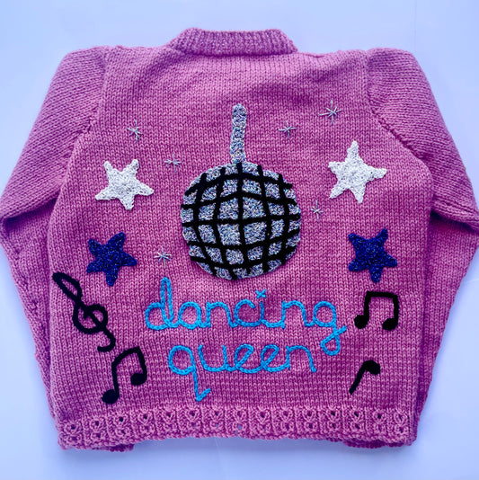 "Dancing Queen” Handmade Cardigan Size Approx 4-5 Years