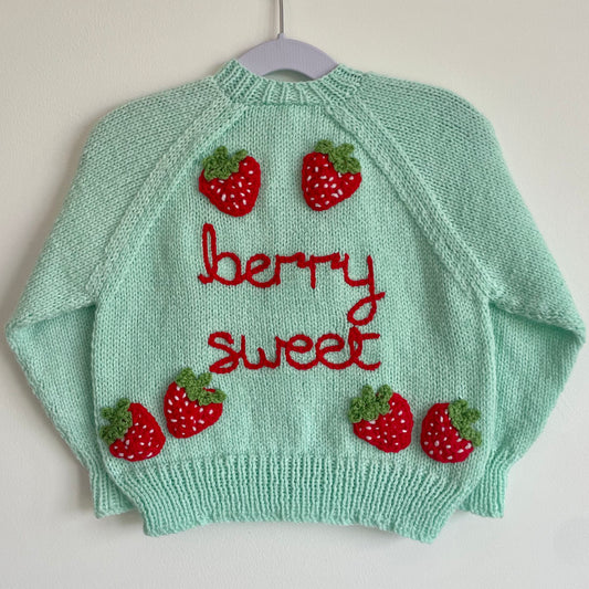 "Berry Sweet” Handmade Cardigan Size Approx 2-3 Years