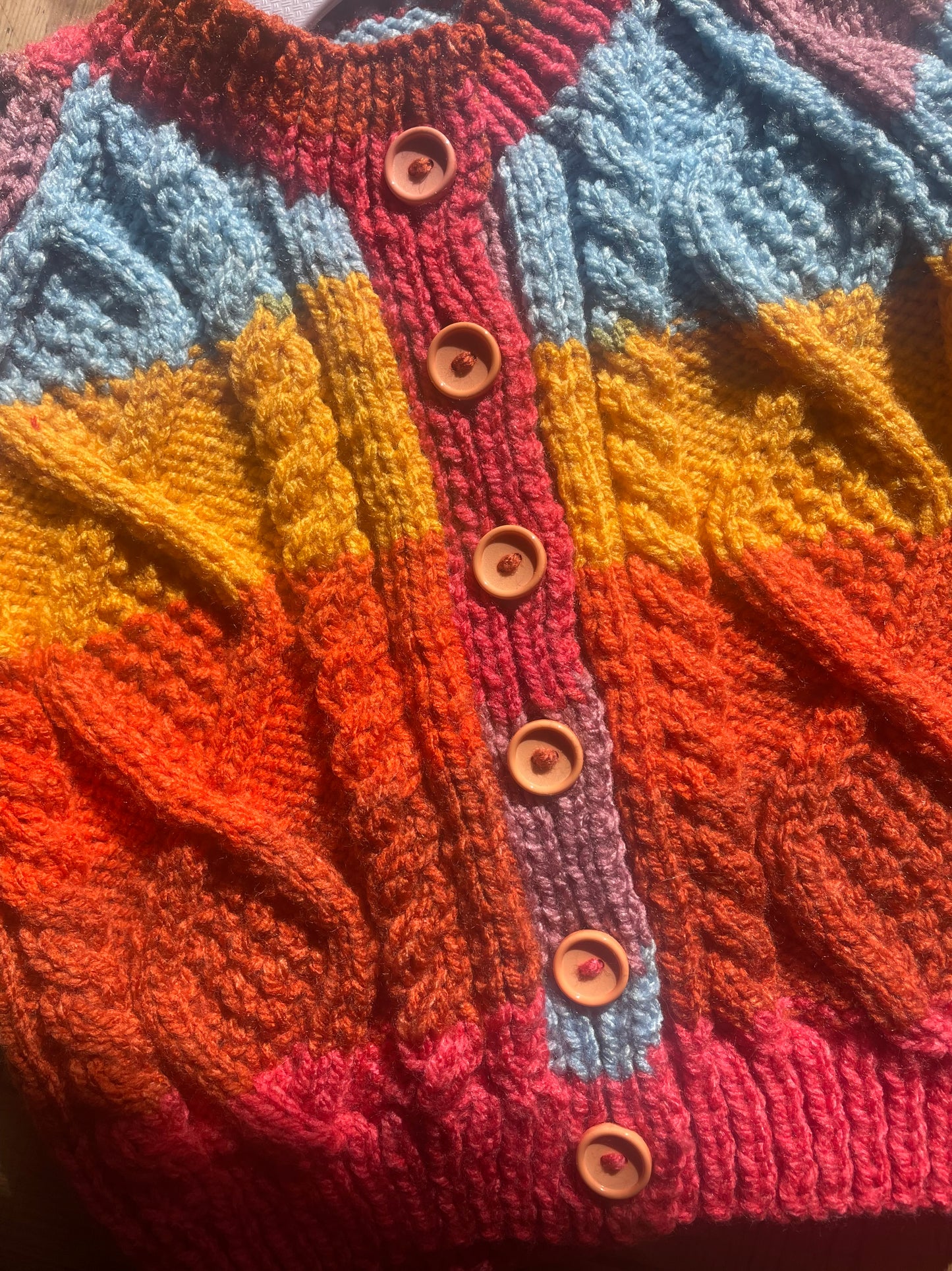 Handmade Rainbow Cardigan Size Approx 1-2 Years