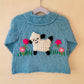 Handmade Blue Sheep Cardigan Size Approx 2-3 Years
