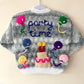 "Party Time” Handmade Grey Cardigan Size Approx 2-3 Years