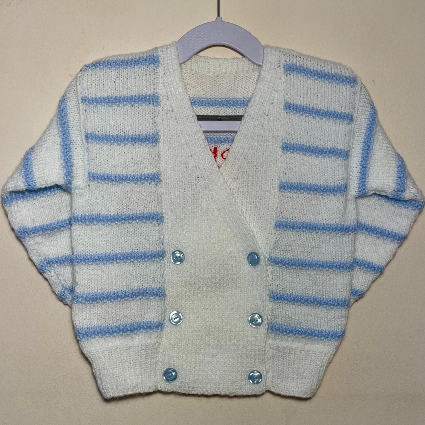 "En Vacances" Handmade Blue Stripe Cardigan Size Approx 2-3 Years