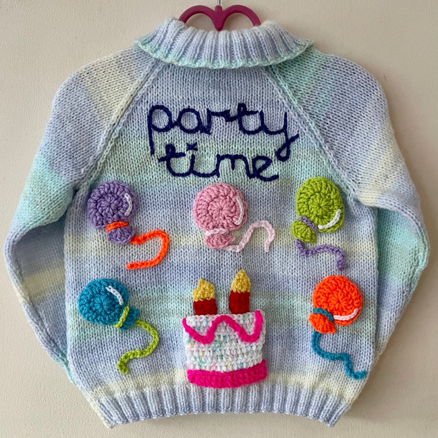 "Party Time" Handmade Cardigan Size Approx 2-3 Years