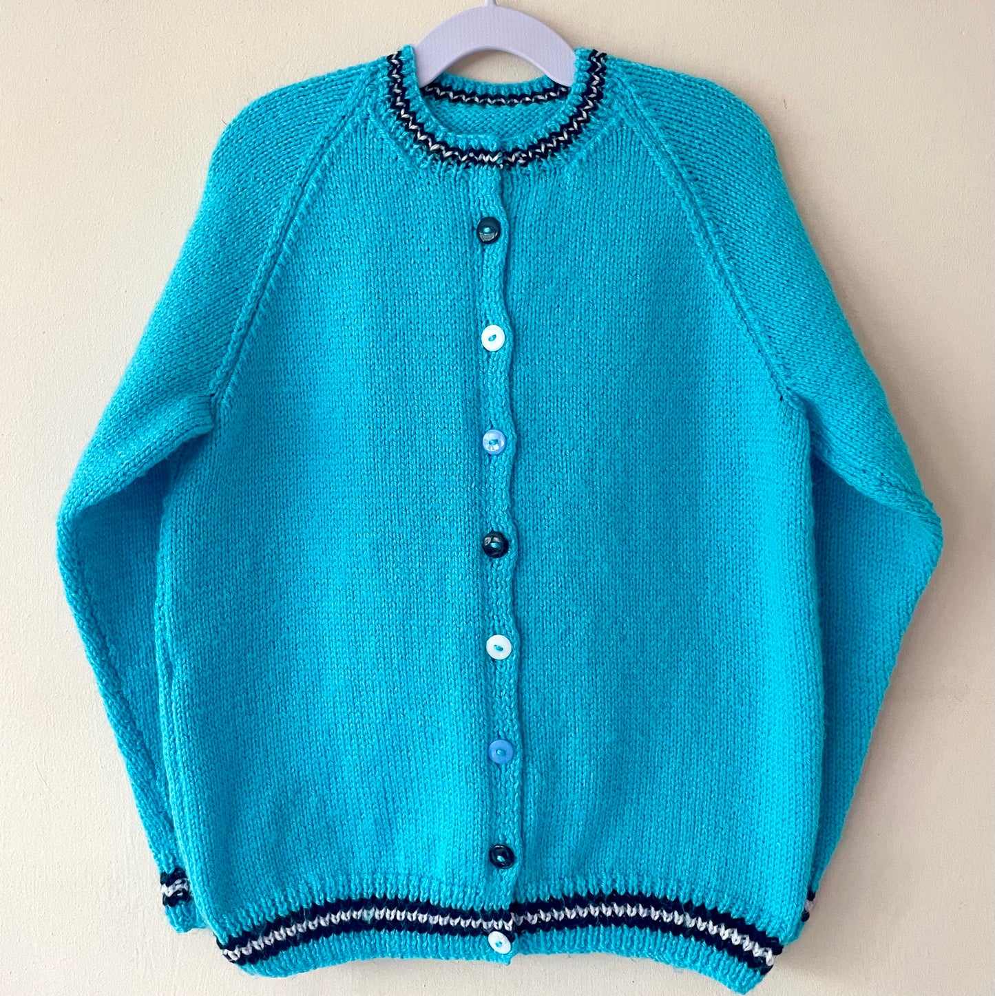 "Ice Cream Club” Handmade Blue Cardigan Size Approx 7-9 Years