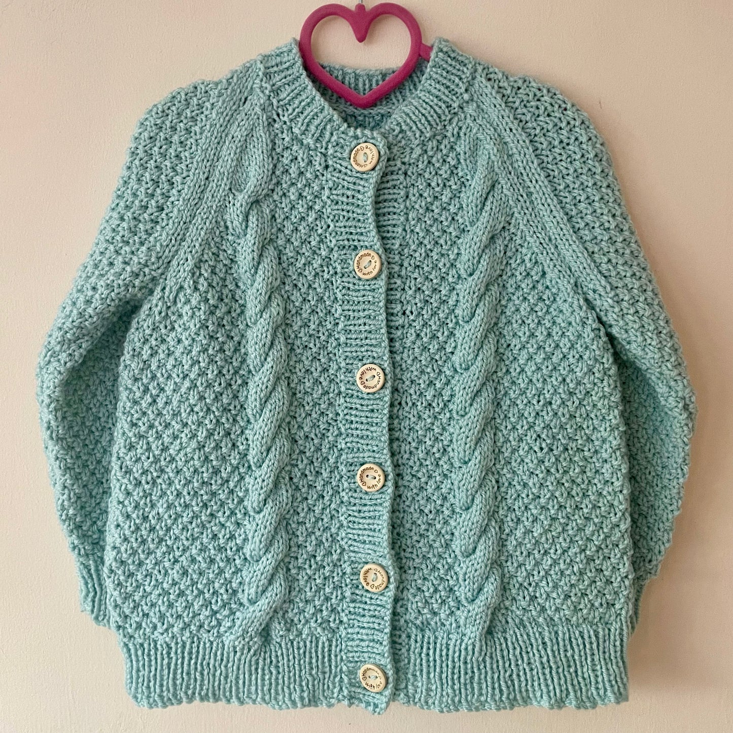 "Oh Stickman" Blue Handmade Cardigan Size Approx 4-5 Years